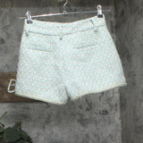 Aqua Womens Lined Tweed Braided Hem Shorts IPO81169 Mint Blue Green XS