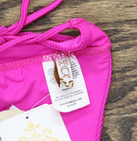 Becca Ribbed Chain Ring Halter Bikini Swim Top 223157 Azalea Pink D