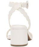 On 34th Womens Pathina Scalloped Sandals Block Heel White Smooth 8.5M