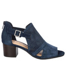 Bella Vita Womens Illiana Block Heel Heeled Sandal Navy Suede Leather Blue 8.5WW