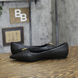 A New Day Womens Valentina Pointed Toe Buckle Ballet Flats 94462479 Black 7M