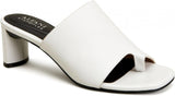 Alfani Womens Colyerrl Leather Block Heel Slide Sandals White Leather 6M