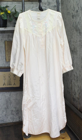 Barbizon Womens Vintage Satin Crochet Trim Cuddleskin Nightgown Light Pink XL