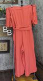City Chic Trendy Plus Size Off Shoulder Wide Leg Jumpsuit Koi Red Orange 12W