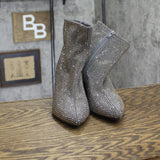 A New Day Womens Gloria Low Shaft Heeled Rhinestones Boots Silver Gray 7M