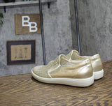 Ecco Womens Soft 7 Woven Slip On 2.0 Sneaker White / Gold EUR 38 (US 7-7.5)