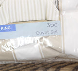 Truly Soft Aiden Stripe Duvet Set Polyester 3-Piece Beige Brown Stripe King