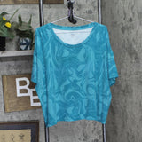 Jenni Womens Short Sleeve Pajama Shirt Top 100173182MS Tonal Marble Blue 2XL