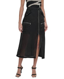 DKNY Womens Organza Cargo Skirt P4BNUWEN Black 12