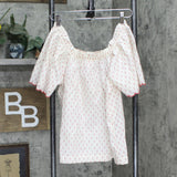 LC Lauren Conrad Woven Pintuck Square Neck Off Shoulder Blouse White / Red S
