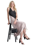 DKNY Womens Satin Colorblocked Slip Dress DD4K6D69 Black / Cloud / Eggshell 14