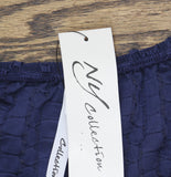 NY Collection Womens Textured 3/4 Sleeve Honeycomb Henley Top Dark Blue M
