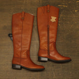 INC International Concepts Womens Fawne Leather Riding Boots Cognac Brown 7M