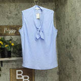 Kasper Classic Drape Audrey Tie-Neck Blouse 10924623 California Sky Blue 2X