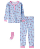 Max & Olivia Baby Girls Snug Fit 2-Piece Pajama Set Blue Multi 24M