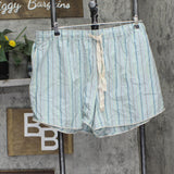 State Of Day Womens Striped Poplin Boxer Shorts Thin Vertical Stripe Blue 2X