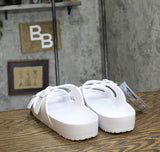 Shade & Shore Womens Neida EVA Two Band Footbed Slide Sandals 86509395 White 11M