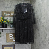 Halston Womens Sequined Black Fit & Flare Dress HD4I3A64 Black 12