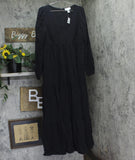 Motherhood Maternity Long Sleeve Scoop Neck Maternity Maxi Dress Core Black S