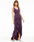 Adrianna Papell Womens Crepe Cascade Gown Maxi Dress AP1E207217 Purple 16