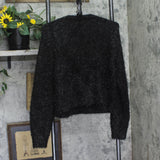 A New Day Womens Long Sleeve Tinsel Button  Party Cardigan Sweater Black M