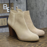 Michael Michael Kors Suede Evaline Almond Toe High Heel Booties Camel Brown 11M