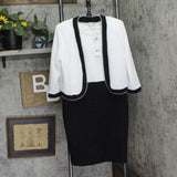 Ny Collection Textured Knit Petite 2-Piece Dress Set PTXD2798 Black / White 14P