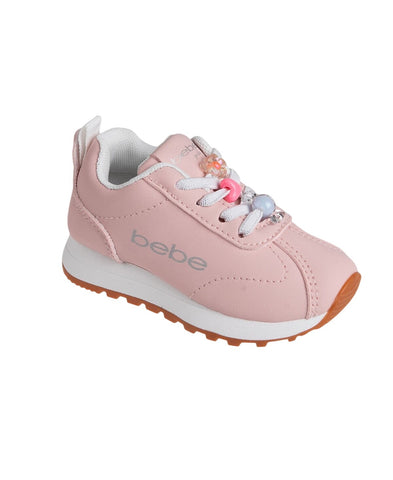 Bebe Toddler Girls Lace Charms Metallic Logo Sneakers BBSNH0341D Blush Pink 6T
