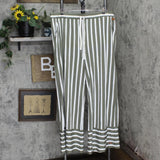 Peace Love World Print Striped Wide Leg Monica Pant Rosemary Stripe Green 2X