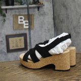 Clarks Nerisa Grace Wedge Cork Sandal 26187243 Black Nubuck 8.5M