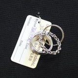 Fashion Rhinestone Solid Textured Chain Band Set of 4 Rings Silver Gray 7.75 - 8