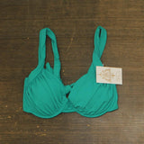 Becca Womens Ruched Underwire Bikini Swim Top 853557 Peacock Blue D