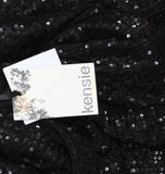 Kensie Womens Sequined Midi Dress Cold Shoulder Gown KDTP3129 Black 12