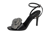 Michael Michael Kors Elodie Sandals Heeled Rosette Stiletto Heels Black 9.5M