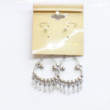Fashion Earrings Dangly Chandelier Beaded Rhinestone Earrings Silver Gray 2.5"