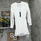 BCBGMAXAZRIA Womens Cotton Eyelet Mini Dress FTK6268112 Optic White 0