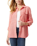 Jones New York Women's Shacket Button Up Jacket with Rolled Tab 10835460