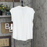 Calvin Klein Women's T-Shirt Silver Button Detailing Tee M1TH0807 Soft White L