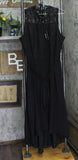 City Chic Womens Trendy Plus Size High-Low Keyhole Belted Lace Dress Black 18W