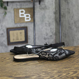 A New Day London Lace Slingback Bow Flats 94303529 Black 10M