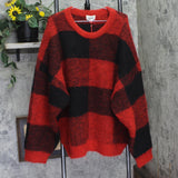 Woolrich X TGT Womens Lumberjack Buffalo Check Pullover Sweater Black / Red 2XL