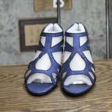 Easy Street Women's Flattery Heeled Glitter Heeled Sandal Navy Glitter Blue 6.5W