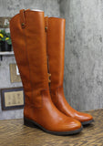 INC International Concepts Womens Fawne Leather Riding Boots Cognac Brown 7M