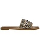 Wild Pair Womens Daisyy Slide Flat Sandals Embellished Black / Natural 8M