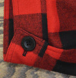 Woolrich X TGT Check Melton Full Zip Chest Flap Winter Jacket Black / Red L