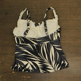 Anne Cole Draped-Front Plus Size Printed Tankini Swim Top Black / White 18W