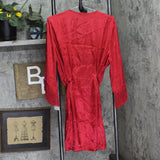 Linea Donatella Womens Satin Fringe-Trim Chemise OTF090 Crimson Red L