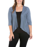 24seven Comfort Apparel Plus Size Elbow Length Sleeve Open Cardigan P020303