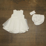 Rare Editions Girls Tiered Pearl Sleeveless Babydoll Dress Cream Off White 6-9M
