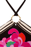 Trina Turk Bougainvillea Reversible Halter Neck Tankini Top Black Multi 12